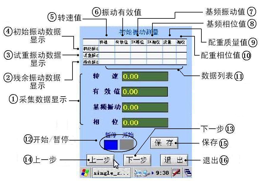 手持式動平衡儀初始振動測量界面